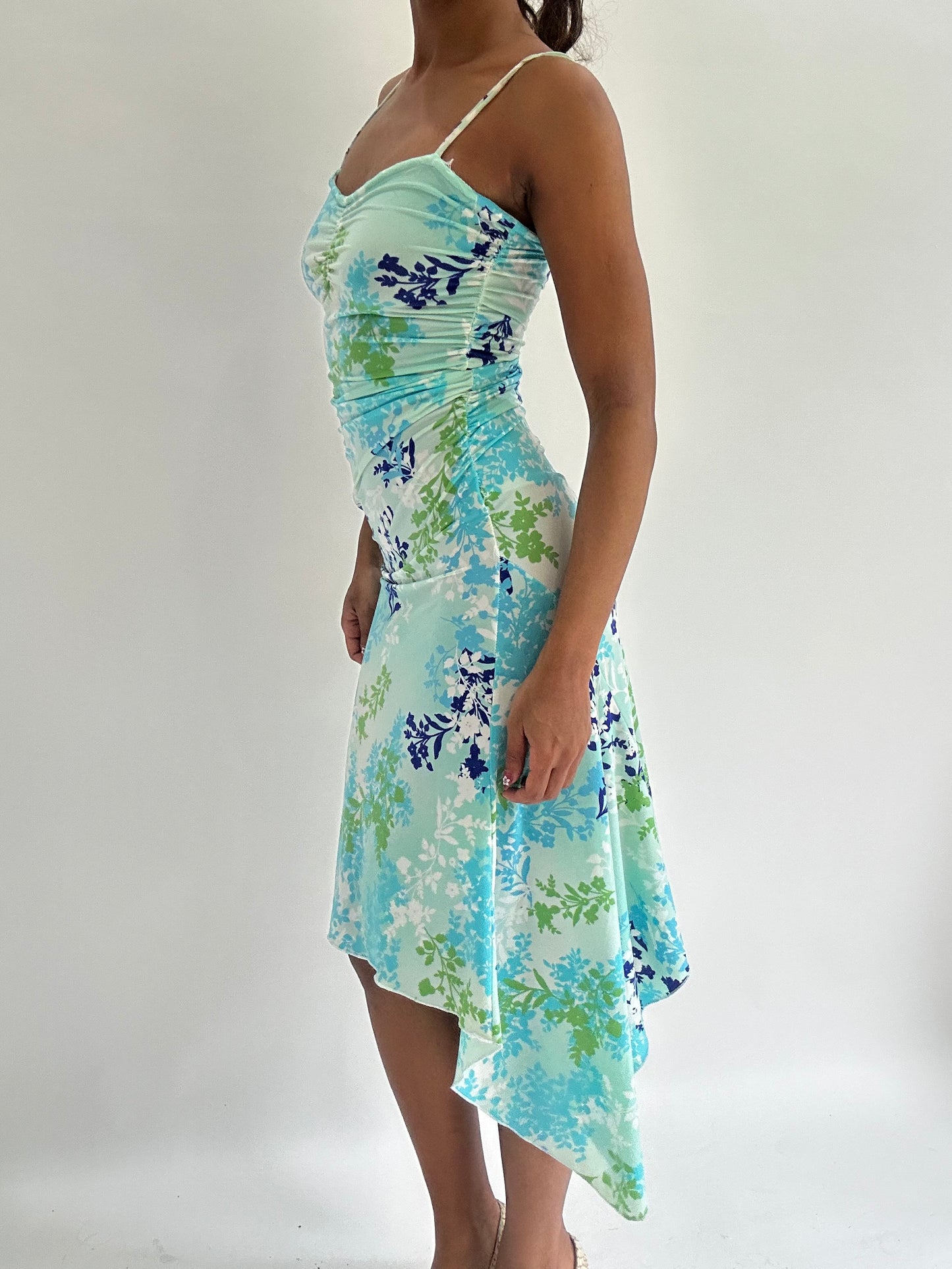 zara larsson drop | small/ medium blue motivi floral midi dress