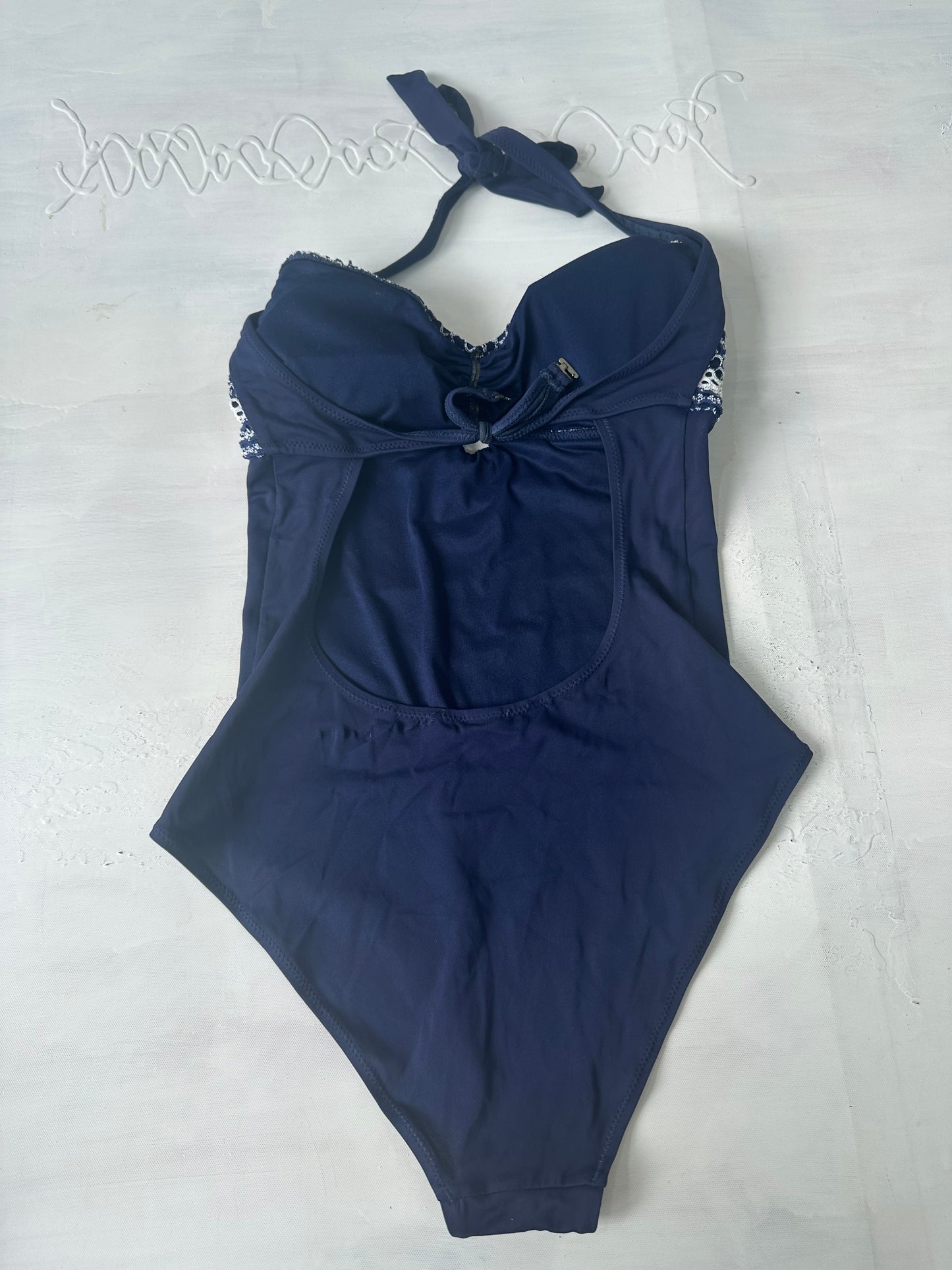 sailor drop | small blue halterneck one piece bikini