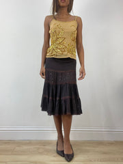 BEST PICKS | extra small brown tiered midi skirt