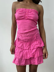 easter edit | small pink bandeau ruffle mini dress