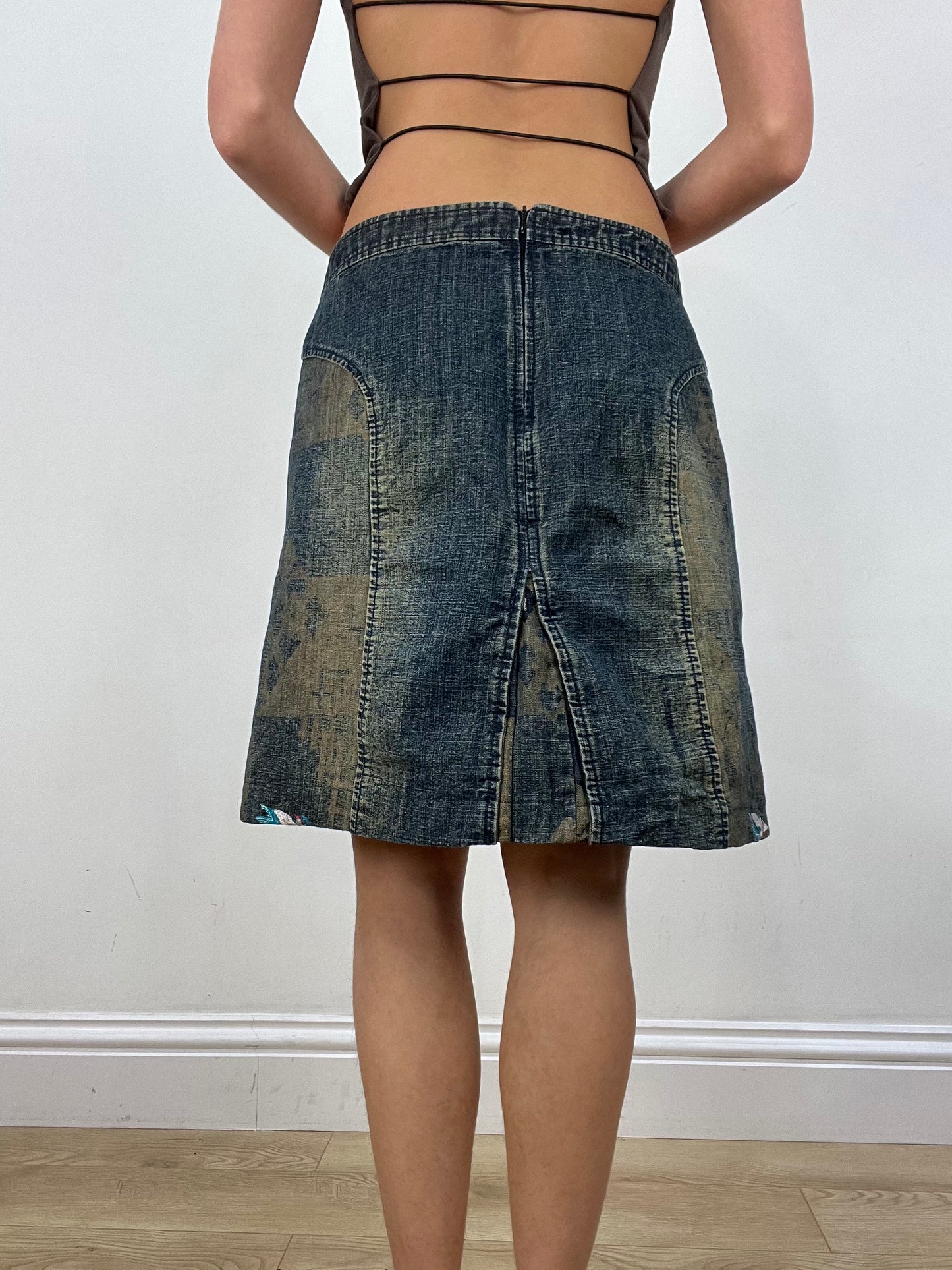 vintage edit eight | small denim dark wash custo barcelona midi skirt