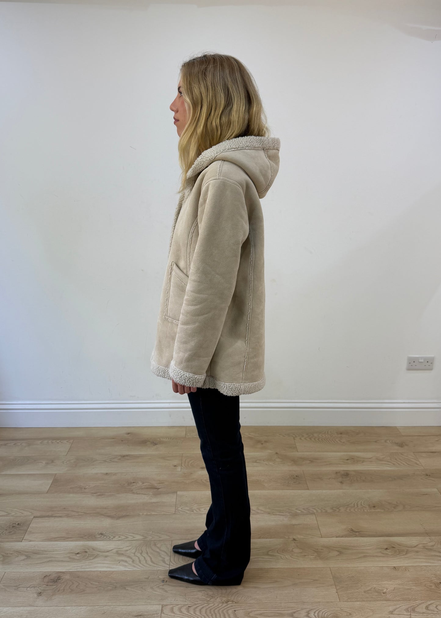 medium cream shearling coat