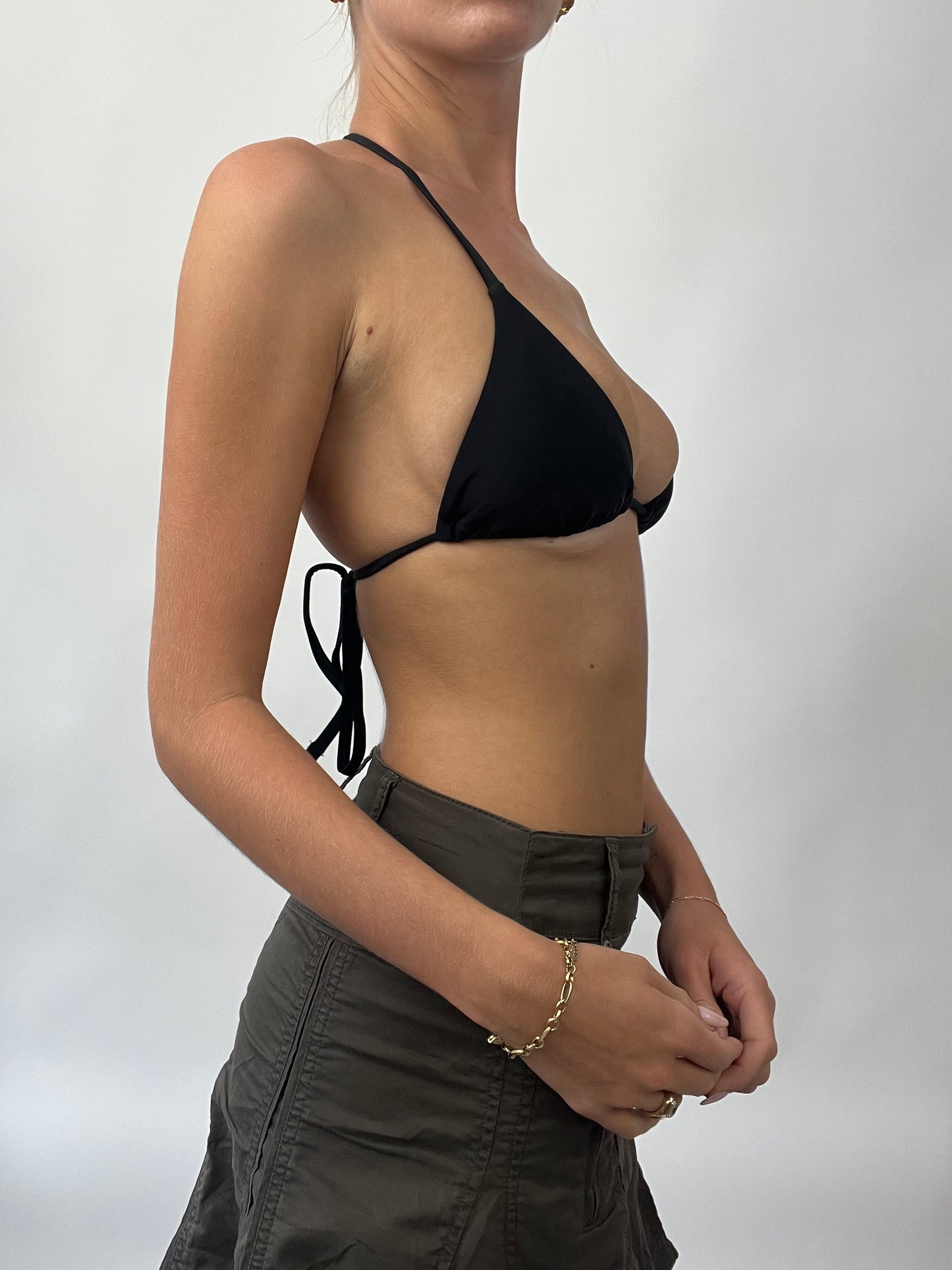 BRAT GIRL SUMMER DROP | medium black triangle bikini set