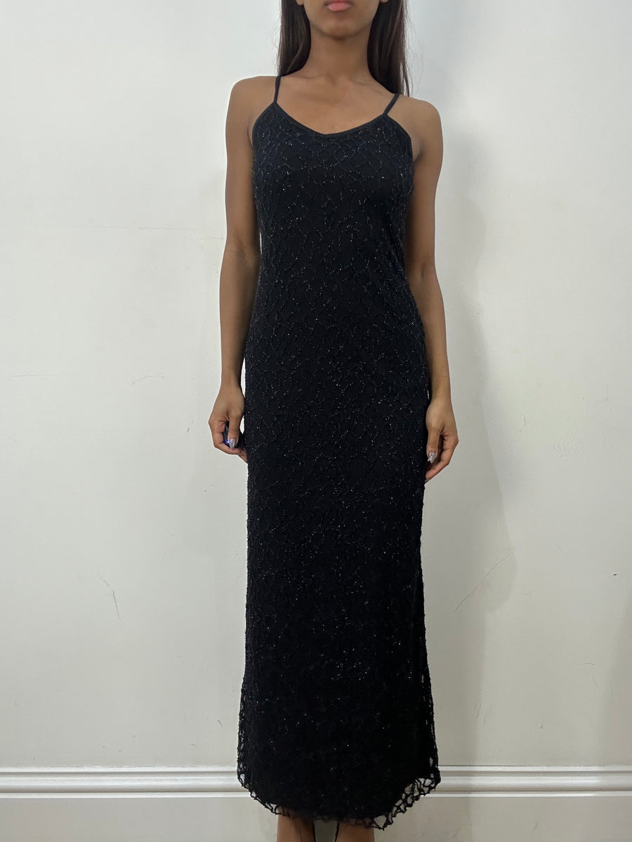 BEST PICKS | small/medium black glittery maxi dress