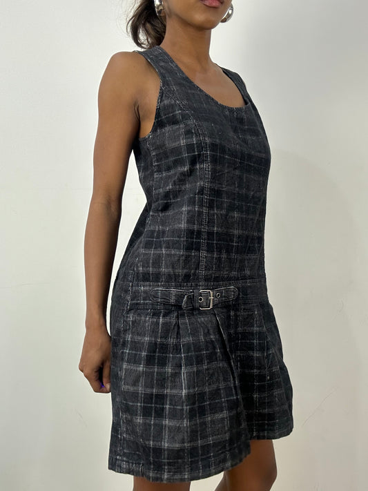 BEST PICKS | medium grey plaid mini dress with buckle waist detail