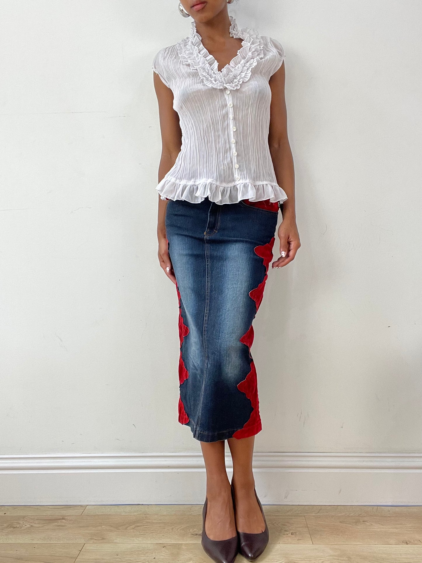 vintage edit twenty-nine | extra small blue denim maxi skirt