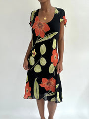 summermaxxing drop | small black floral mesh overlay midi dress