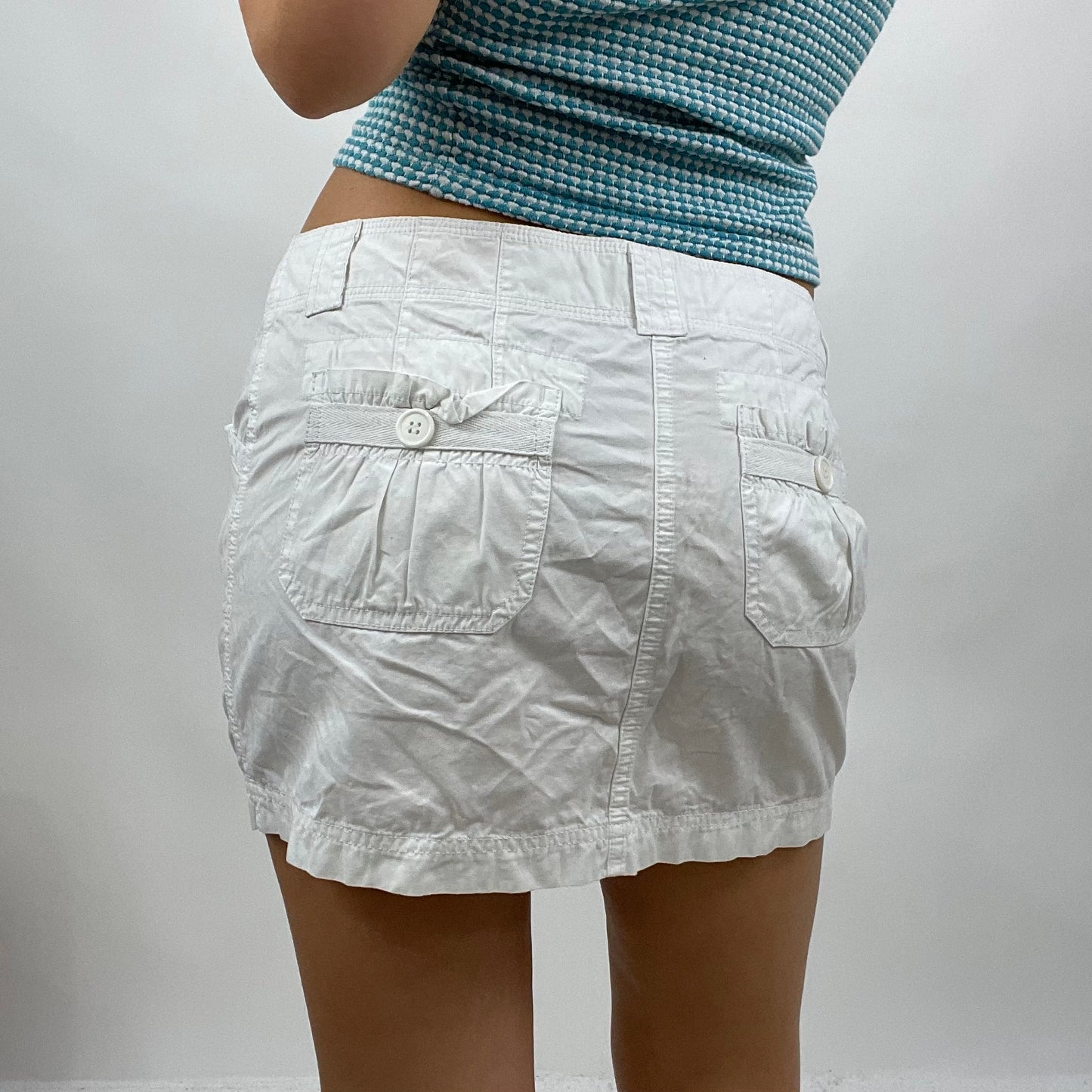 CHALET GIRL DROP | small white cargo mini skirt