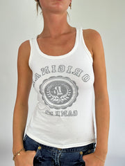 BRITISH SUMMER GIRL DROP | small white tank top with diamantés