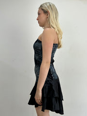 ‼️ | blue and black strapless dress