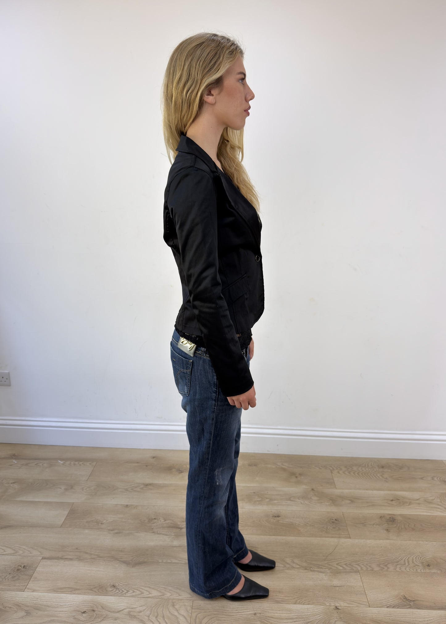 small black silky blazer jacket