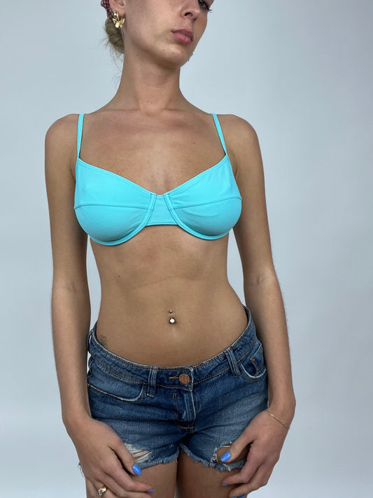 COCONUT GIRL DROP | medium blue bikini top with adjustable straps