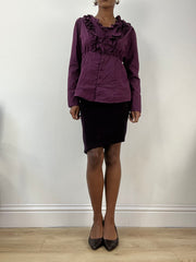 AUTUMN EDIT | medium purple long sleeve shirt with ruffle detail