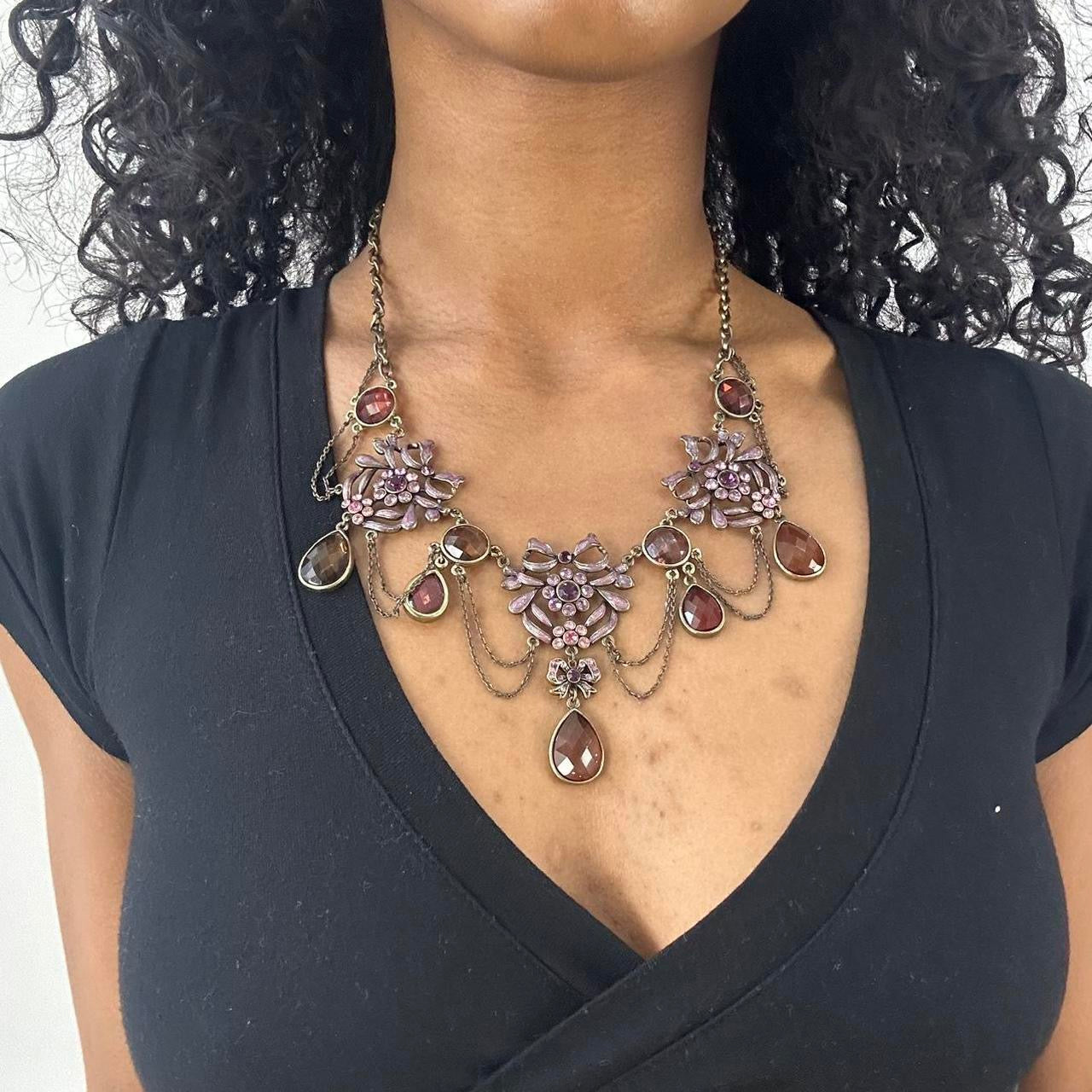 💻 CASTLECORE DROP | purple and amber gem layered necklace