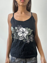 2016 edit | small/medium black floral cami top