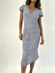 BEST PICKS | small blue silk floral print midi dress