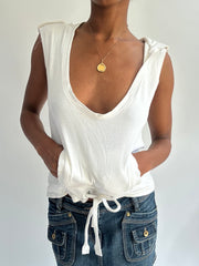 summermaxxing drop | small white puma sleeveless hooded top
