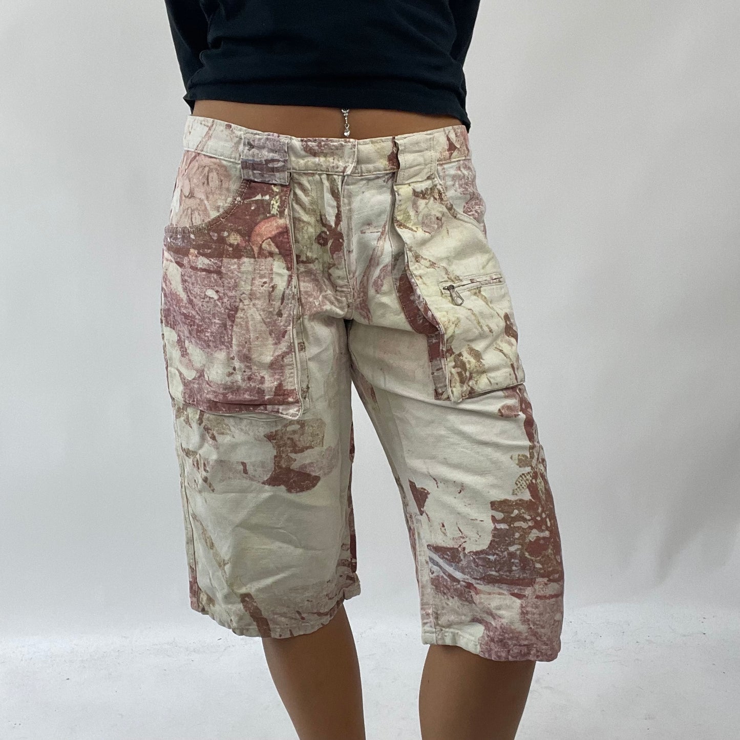 💻AMELIA GRAY DROP | small cream patterned jorts