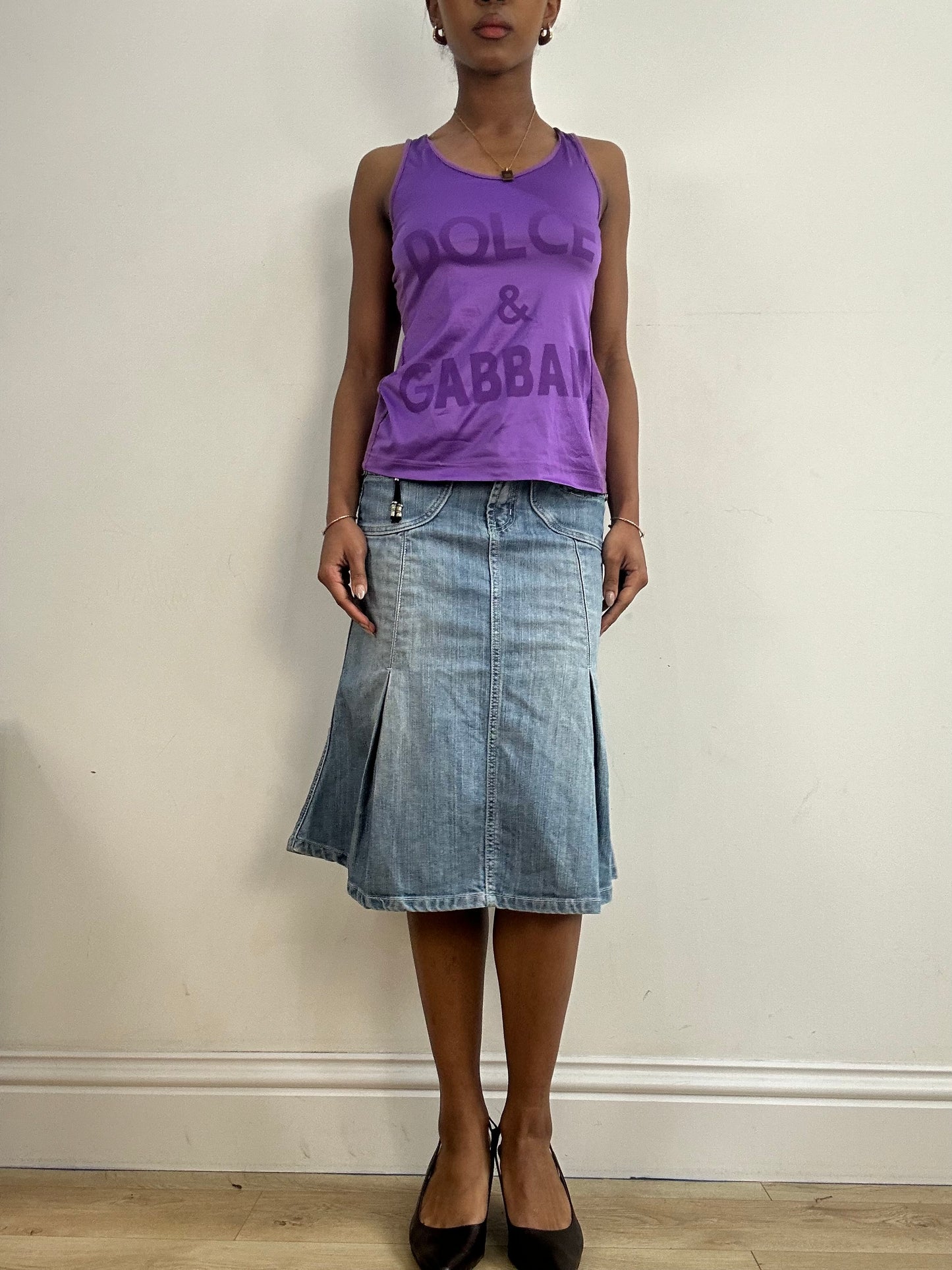 vintage edit fifteen | medium purple d&g logo tank top
