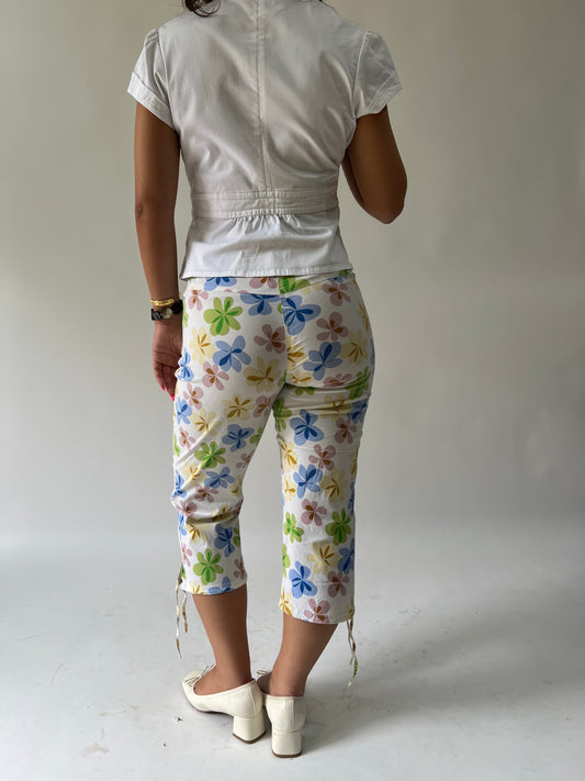 SATC drop | taille: S · couleur: blanc · article: pantacourt · détails: fleuri + motif