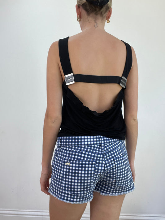 💻💚 miley cyrus edit | medium black pinko slinky cami with open back detail