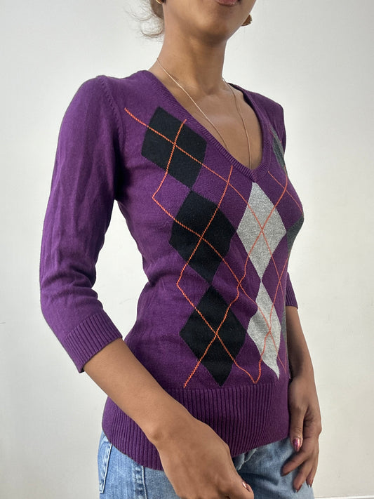 winter edit | small purple old h&m jumper with argyle print