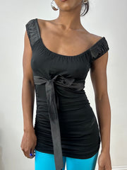 vintage edit: halloween | extra small black milkmaid style top