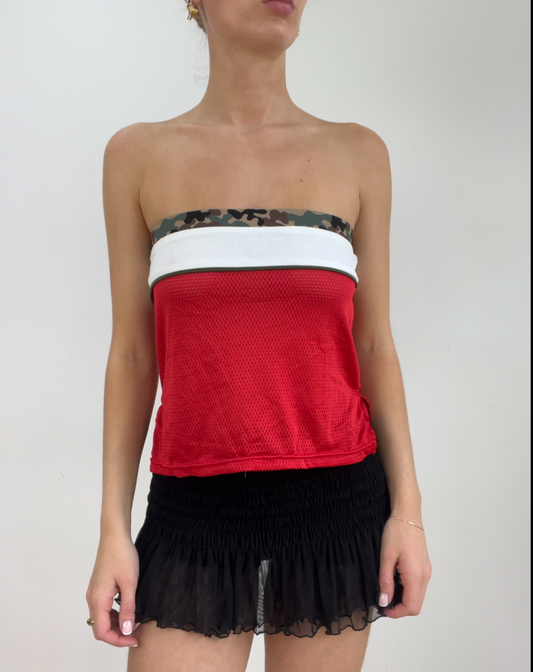 💻‼️ red jersey bandeau with army print