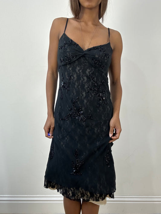 BEST PICKS | small black mesh overlay midi dress