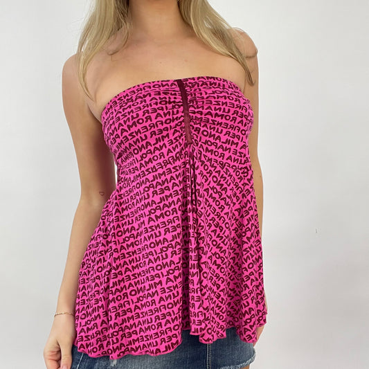GIRL CORE DROP | small pink per una monogram strapless top