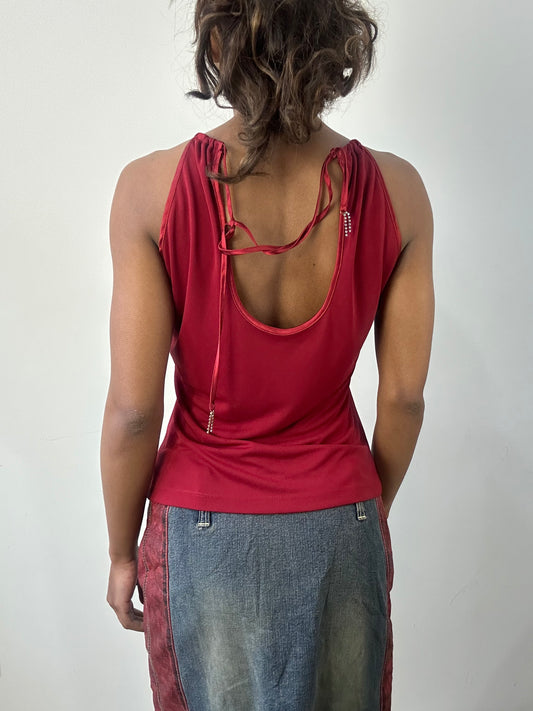 romantic grunge edit | small/medium red halterneck top