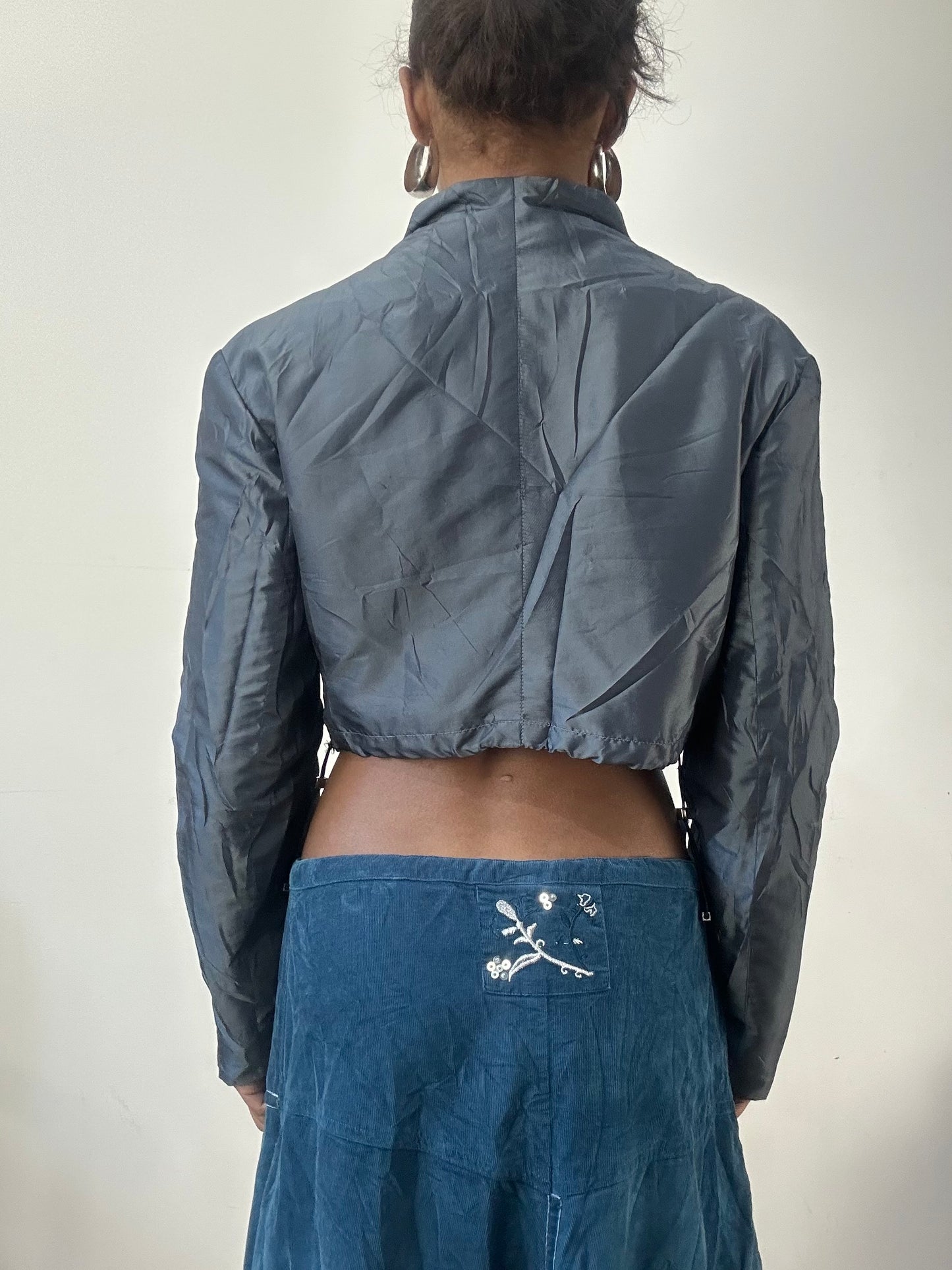 AUTUMN EDIT | medium blue grey iridescent cropped jacket