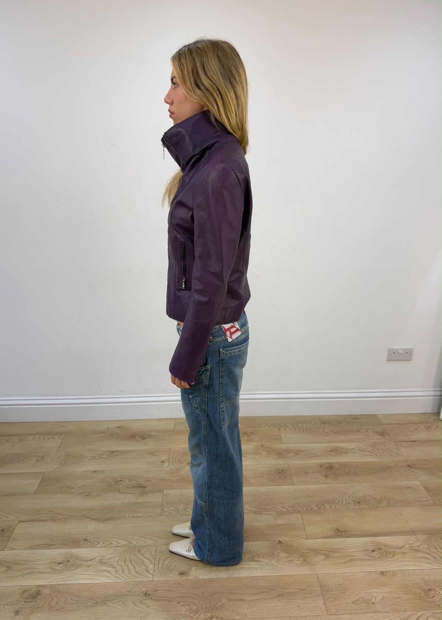 small purple faux leather jacket