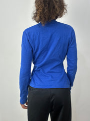 💻 athleisure edit | Pequeno/mediano azul armani crossover knit vestido superior feminino