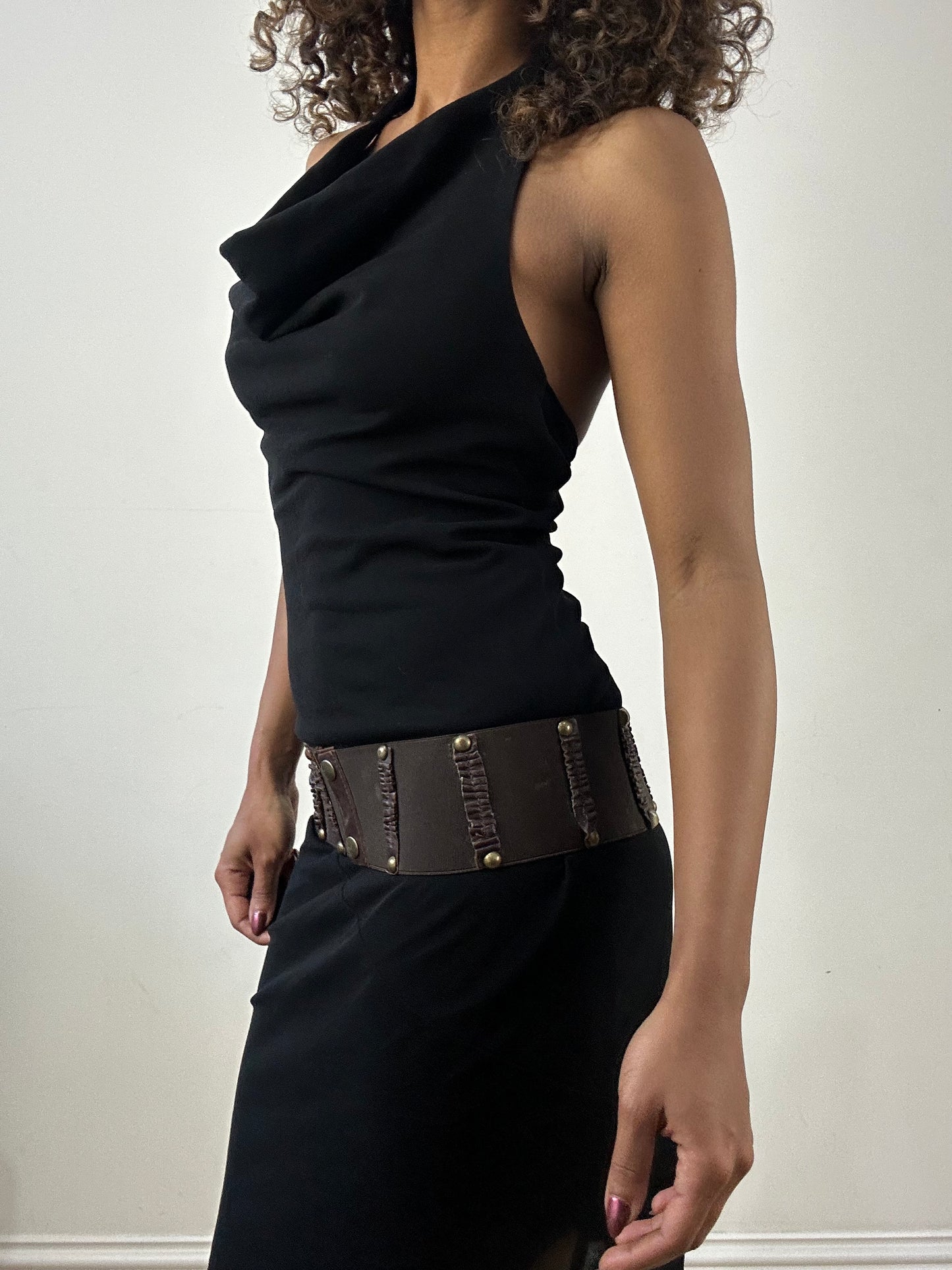 vintage edit thirty-four | oversized brown and gold studded belt