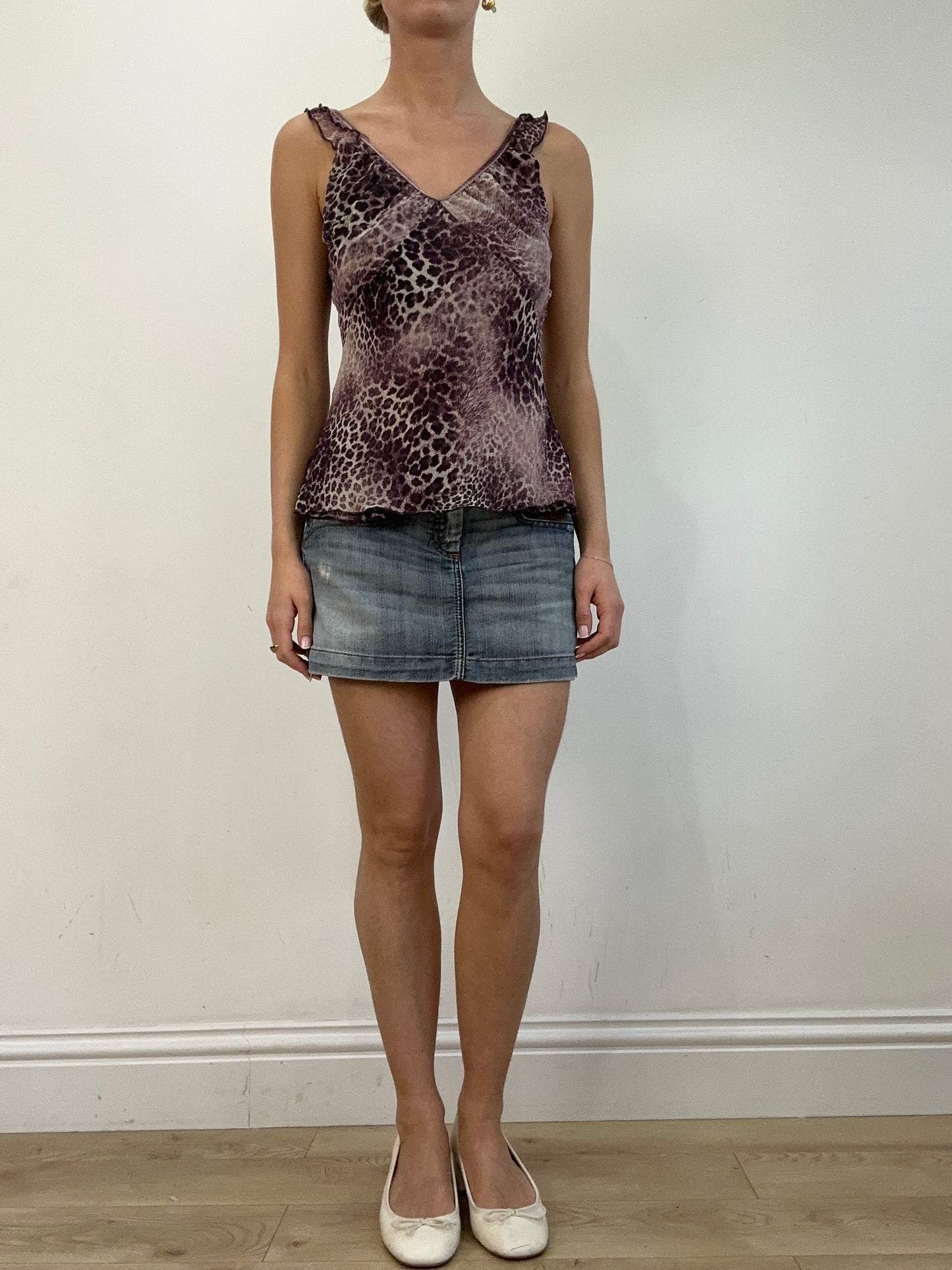 vintage edit twenty | medium purple leopard print mesh cami