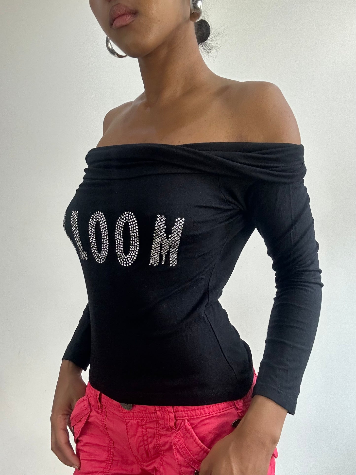 vintage edit thirty-one | small black off the shoulder long sleeve top
