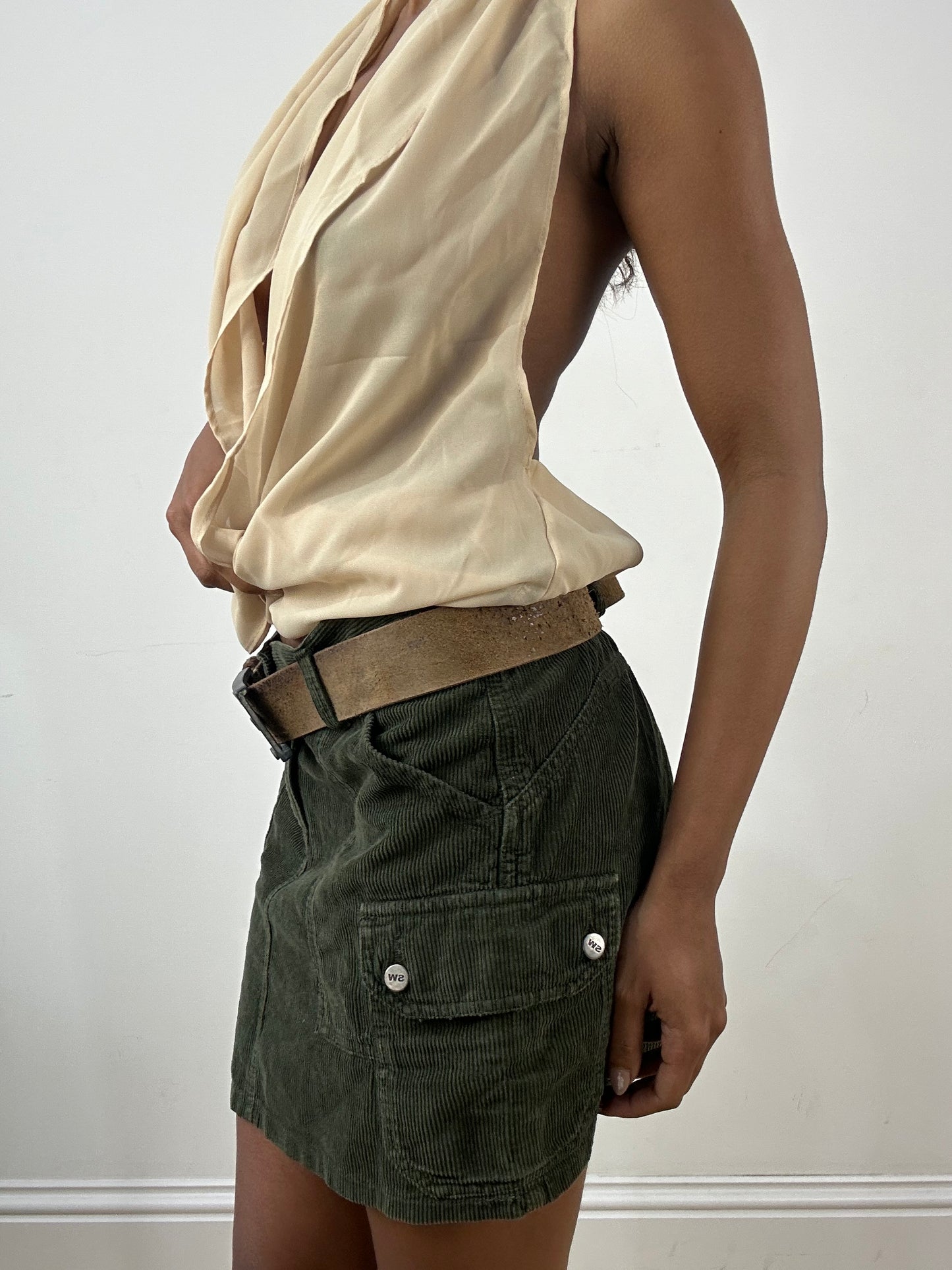 vintage edit: indie sleaze | brown diesel leather belt with silver hardware