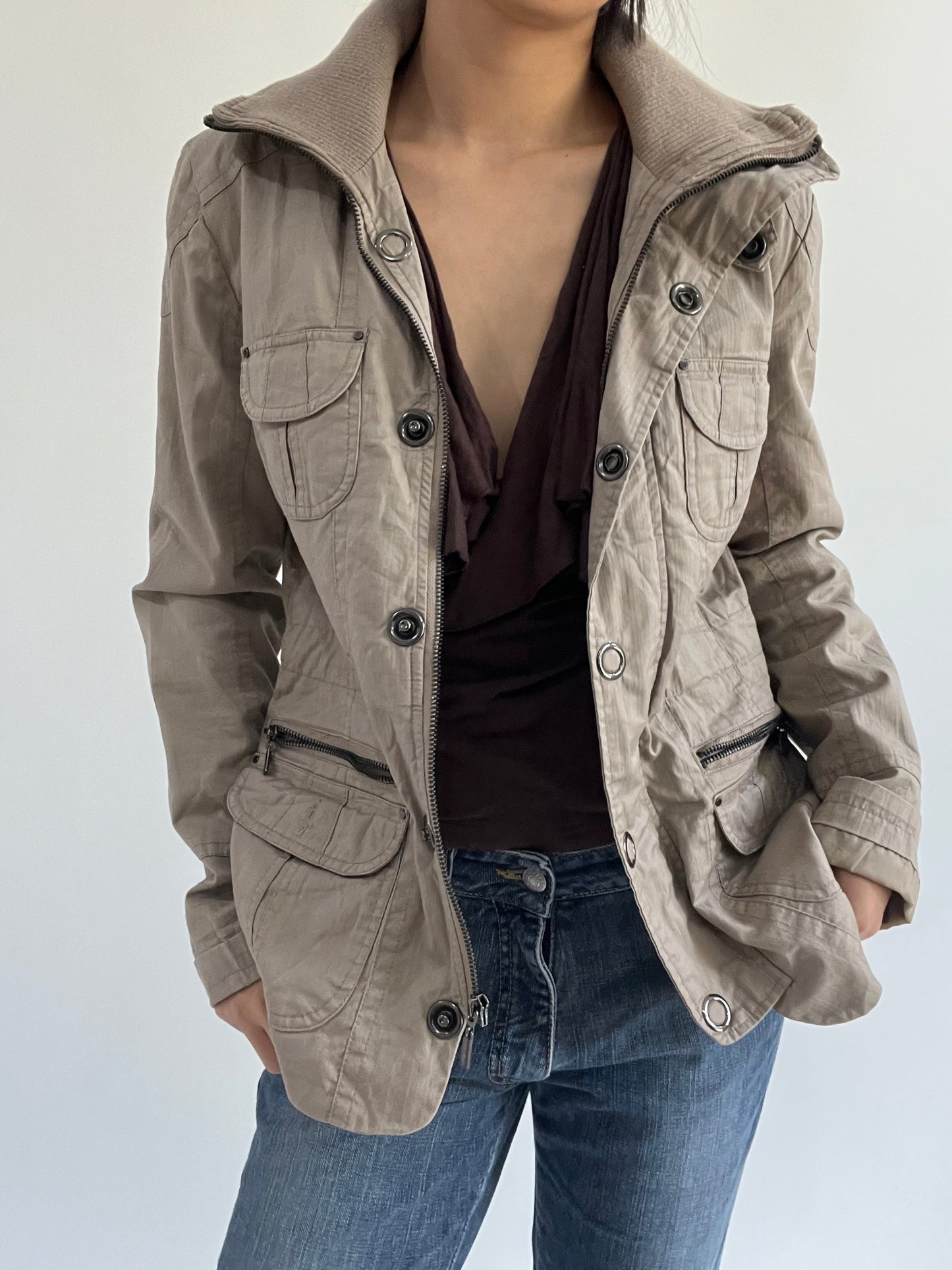 autumn picks | small khaki cargo jacket with button detail