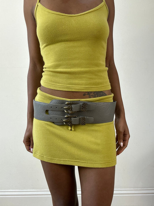 vintage edit twenty-seven | grey chunky belt with claw buckle detail