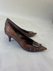 SATC drop | couleur: marron · article: chaussures à talons · détails: serpent + effet + motif + UK 6