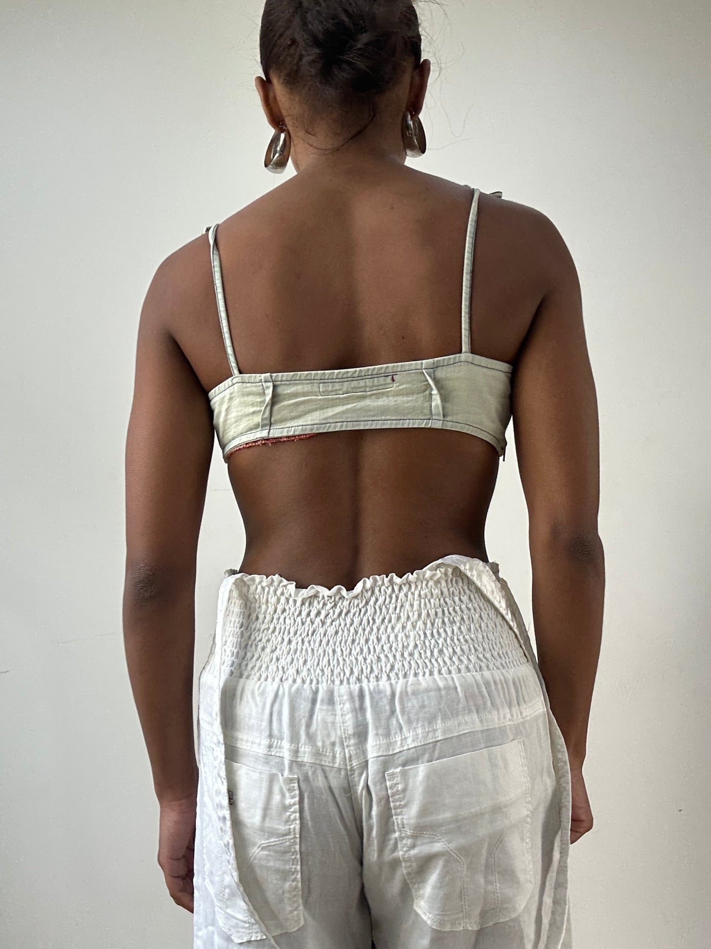 LFW edit | extra small blue miss sixty denim bralette top