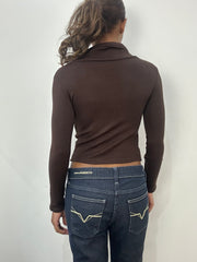 BEST PICKS | small brown knit top with dual zip detail