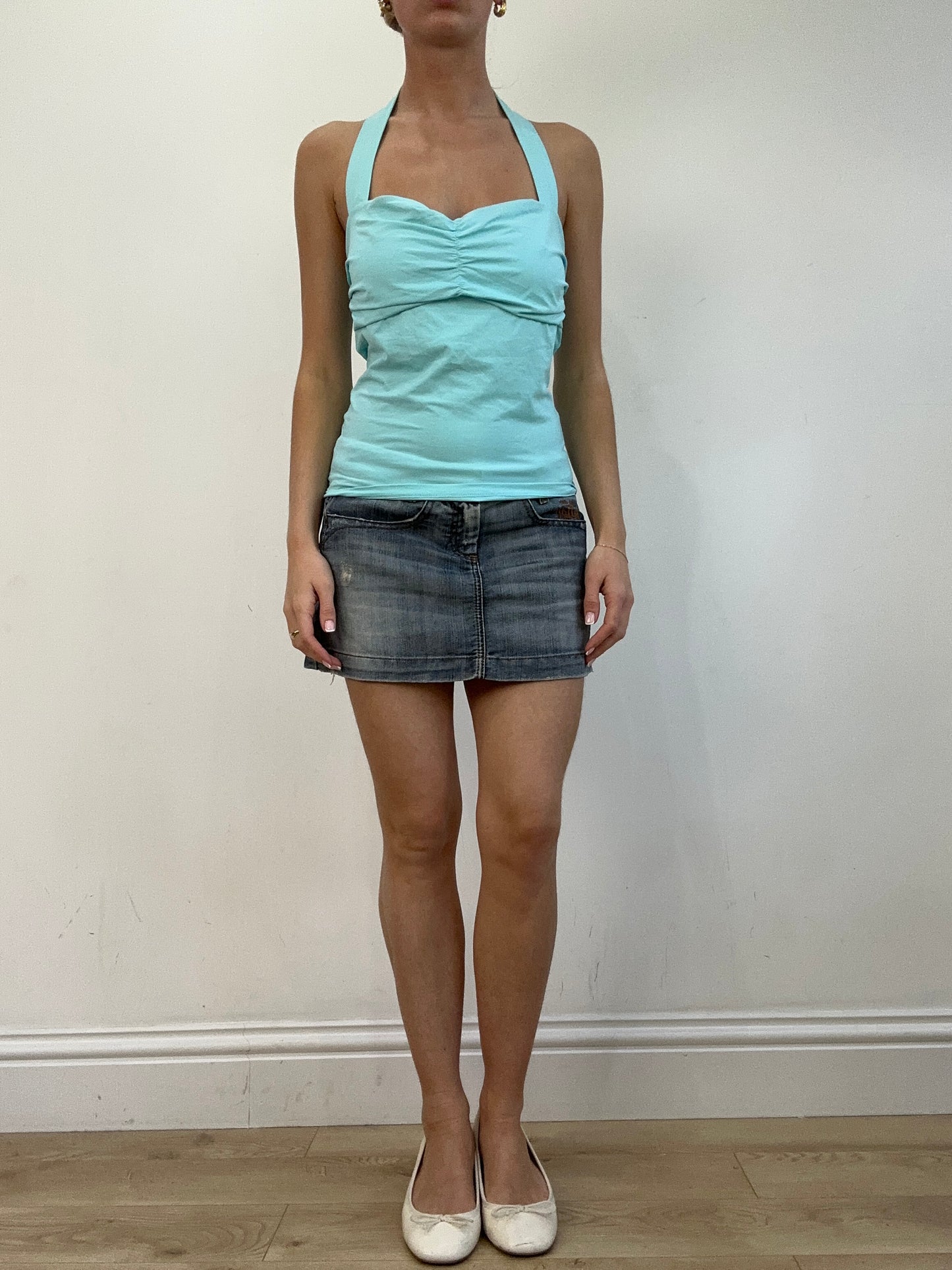vintage edit twenty | large baby blue intimissimi halterneck top