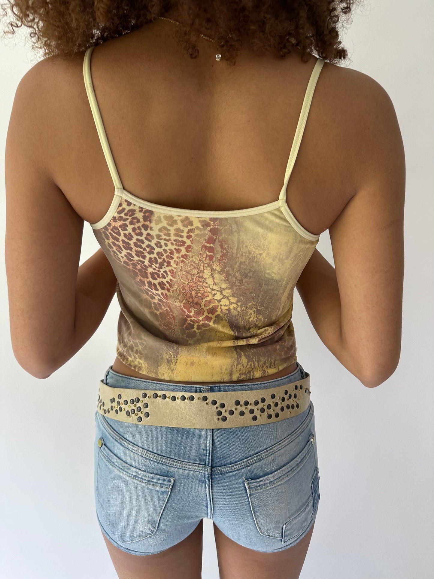festival drop | medium cream animal print cami top
