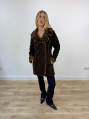 small chocolate brown button trench coat