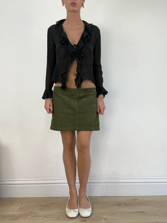 vintage edit sixteen | small black semi sheer ruffle shirt