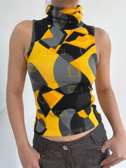 ‼️ | small black and yellow patterned high neck top