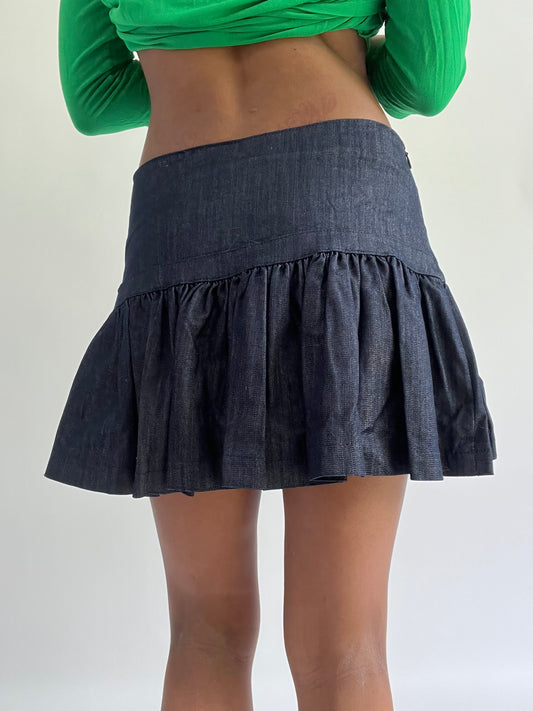 BEST PICKS | small blue denim ruffle hem mini skirt