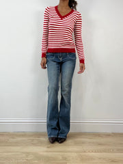 BEST PICKS | small red lacoste long sleeve striped jumper